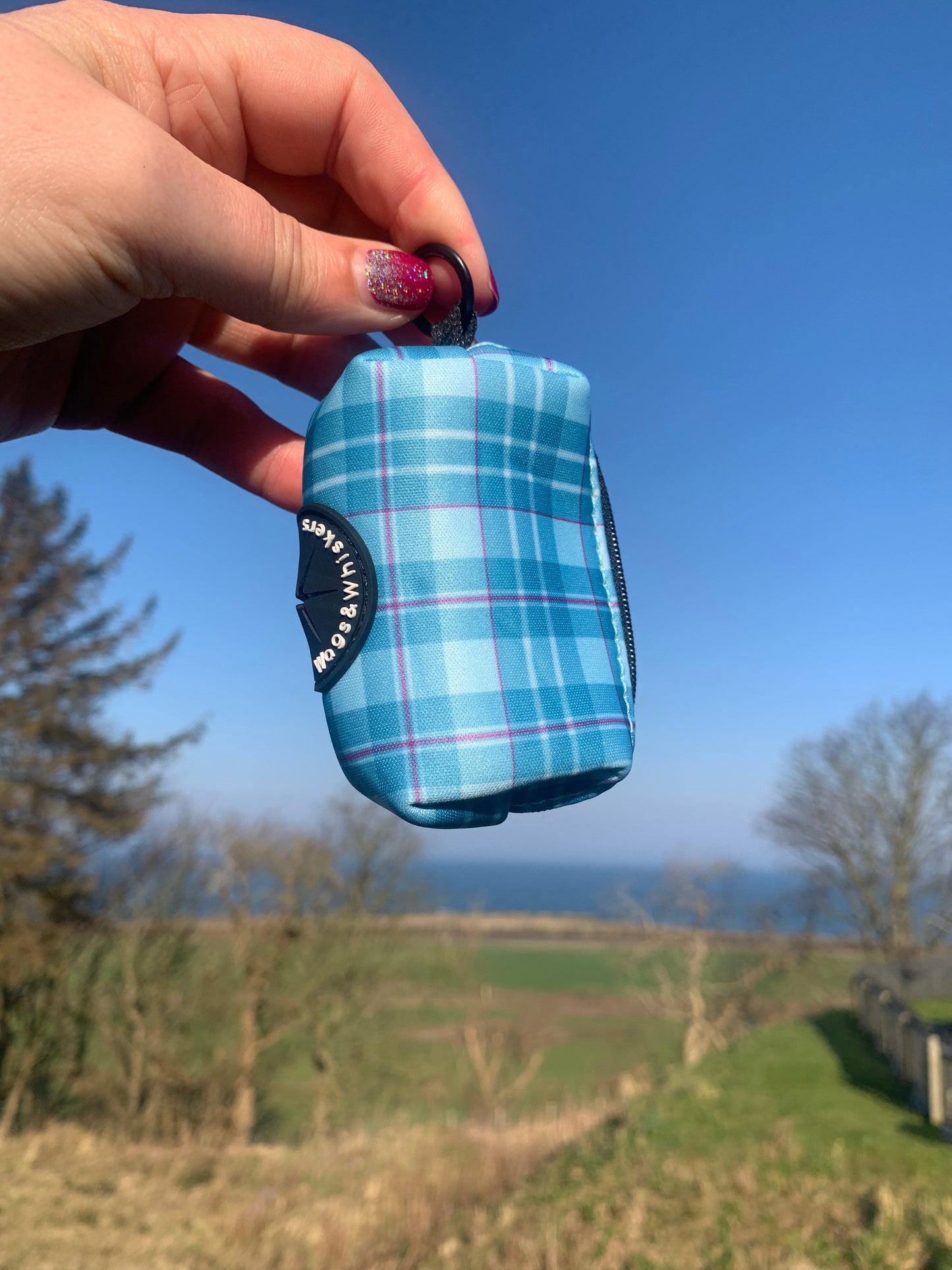 Poo Bag Holder Turquoise Tartan